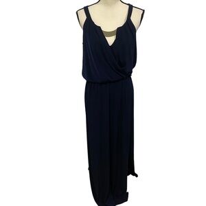 Vince Camuto Sleeveless Maxi Dress Sz 10 Navy Blue Gown Formal